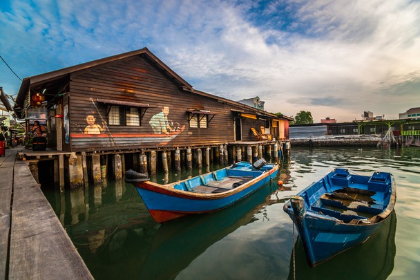 Clan Jetties in Penang Evening